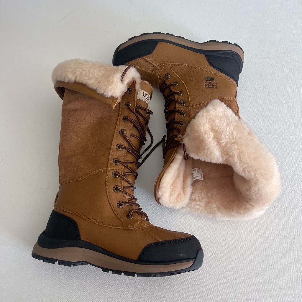 Ugg Women's 6 Adirondack Iii Tall Chestnut Leather Wateproof Boots New 1095142